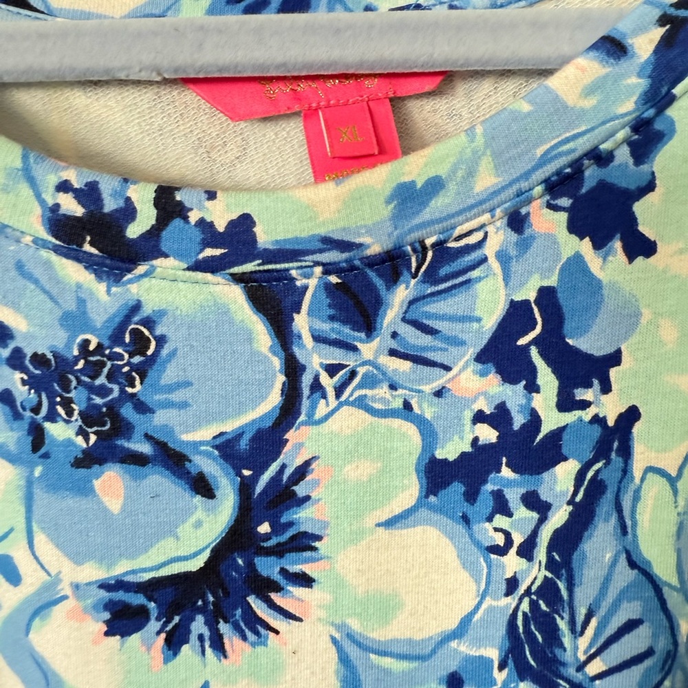 LILLY PULITZER ROUND NECK COASTAL BLUE SWEATSHIRT BARTLETT CATCH N KEEP DRESS XL - Picture 14 of 15